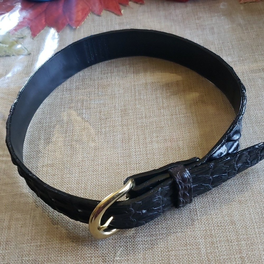 Genuine Crocodile black belt unisex 26